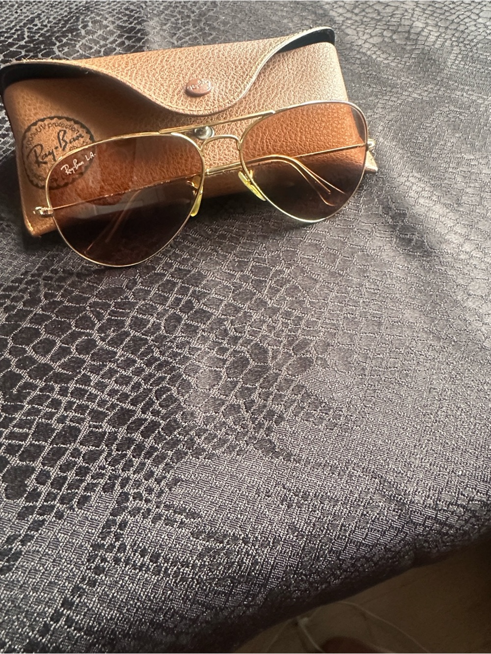 Ray-Ban Gold Frame Sunglasses with Brown Lenses